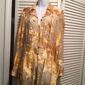 Escada patch velour on toned mesh with plastic button with gold finish